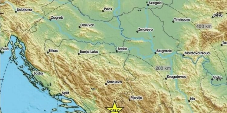 Një tërmet me fuqi 4.7 magnitudë godet Malin e Zi dhe Bosnjën e Hercegovinën