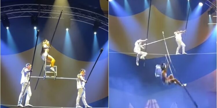 Performuesja e cirkut u dërgua me urgjencë në spital – momenti i rrëzimit të saj nga litari para audiencës së tmerruar në Angli