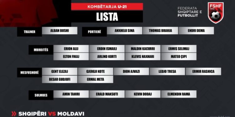 Kombëtarja U-21 luan dy ndeshje miqësore me Moldavinë, trajneri Bushi publikon listën