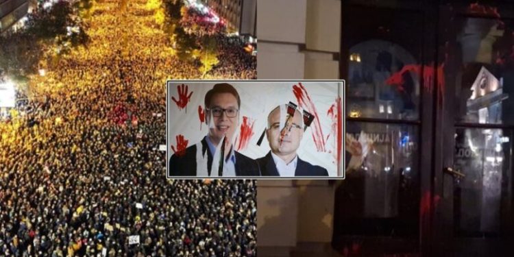 Kaos në Novi Sad, thyhen xhamat e bashkisë, Vuçiq nga Beogradi, kërcënon protestuesit