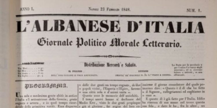 Para 177 viteve doli gazeta e parë shqiptare ​“L’albanese d’Italia”