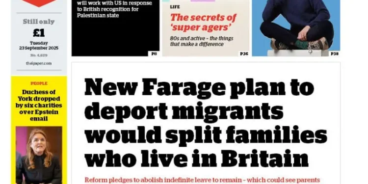 ‘Plani i Farage do të ndante familjet’ dhe ‘A do ta dëbojë Mbreti Fergie-n?’