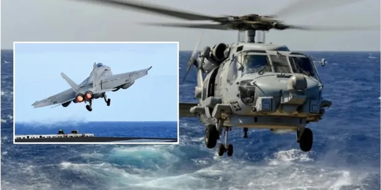 Një helikopter dhe një aeroplan i Marinës Amerikane u rrëzuan në Detin e Kinës Jugore