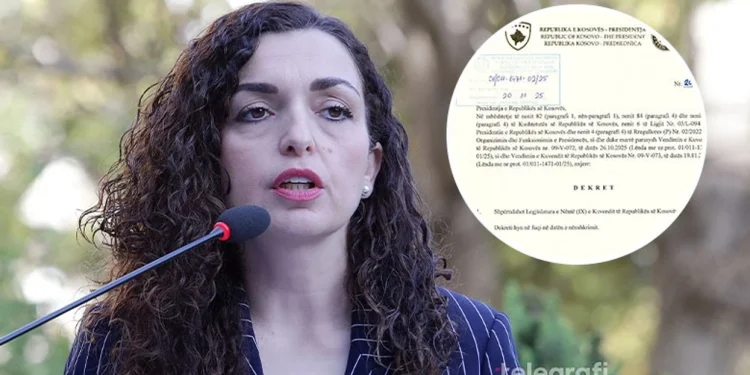 Presidentja Osmani shpërndau Kuvendin e Kosovës, publikohet dekreti