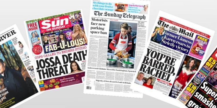 Titujt e Gazetave në UK 22/12/2025