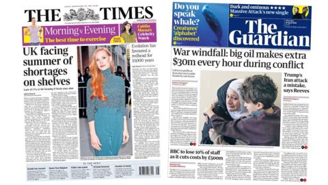 Faqet e para të gazetave në UK