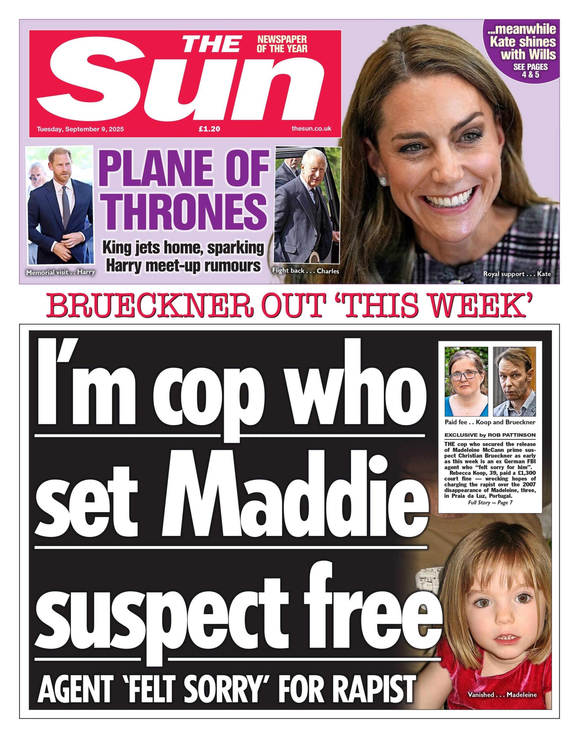 Titulli në faqen e parë të gazetës The Sun thotë: "Unë jam polici që liroi të dyshuarin për Maddie-n".