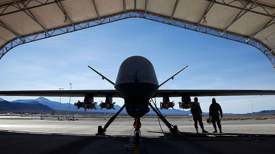 Një dron MQ-9 Reaper në Bazën Ajrore Creech në Indian Springs, Nevada
