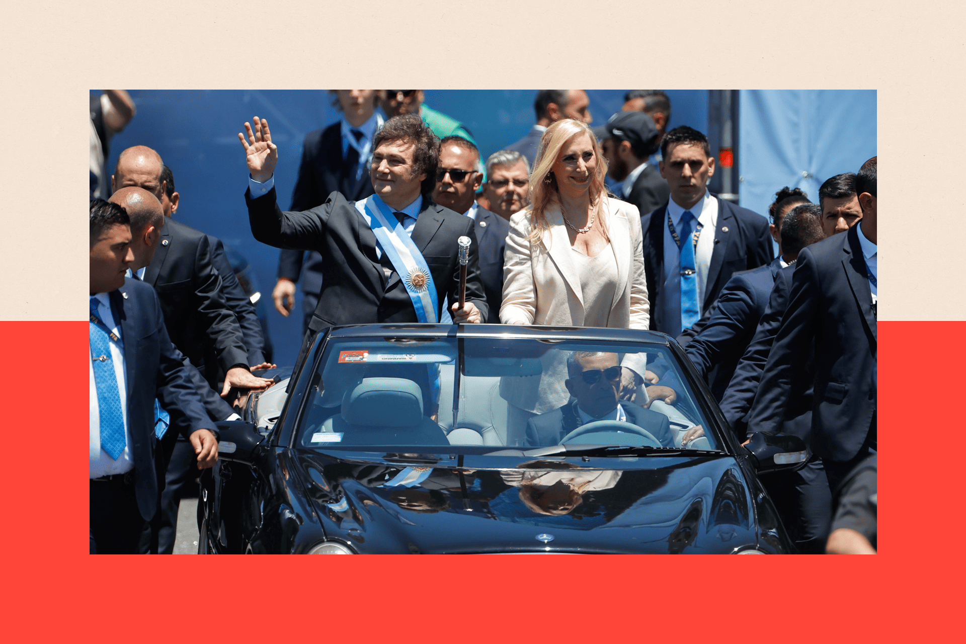 Milei në makinë pasi u betua - në foto me motrën e tij