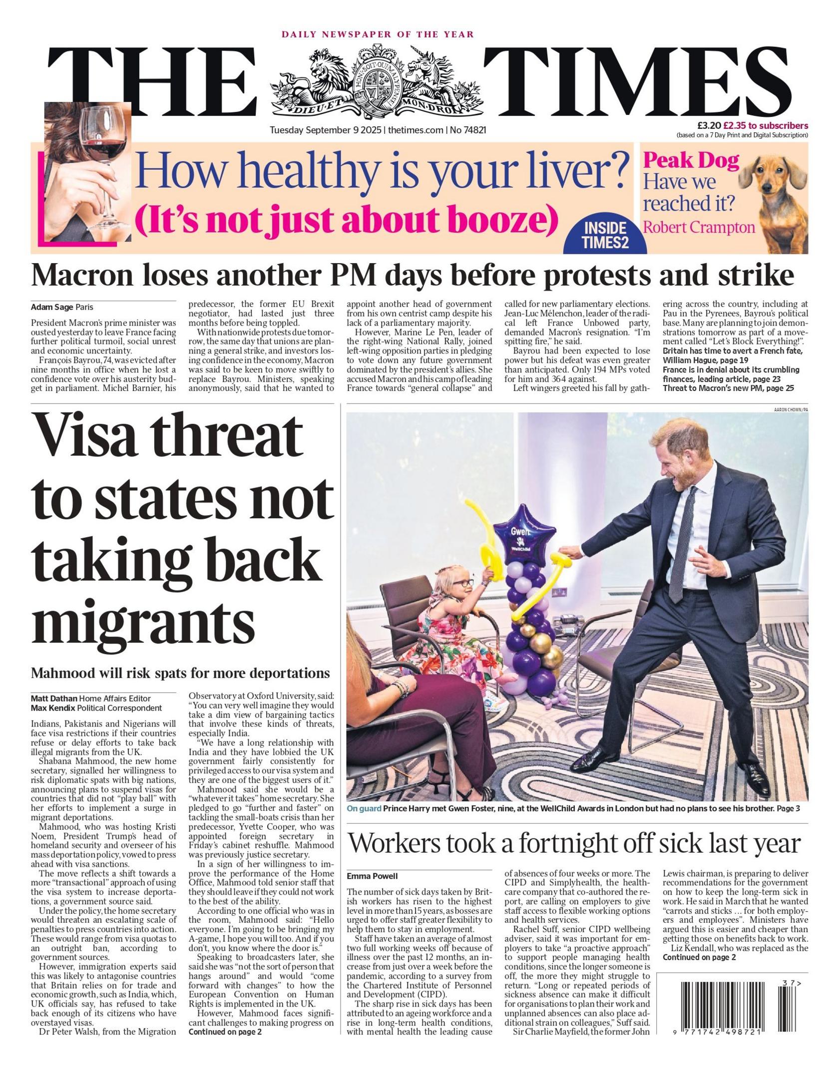 Titulli në faqen e parë të gazetës Times thotë: “Kërcënim me viza për shtetet që nuk i pranojnë mbrapsht emigrantët”.