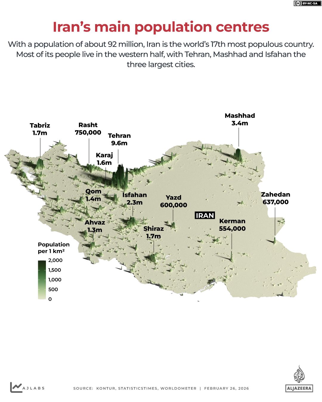 INTERAKTIVE - Dendësia e popullsisë së Iranit - 26 SHKURT 2026-1772104770